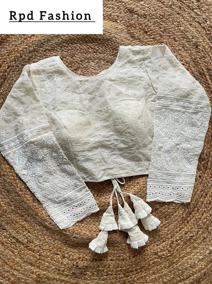 Hakoba Pompom Blouse in Off-White - RPD Fashion