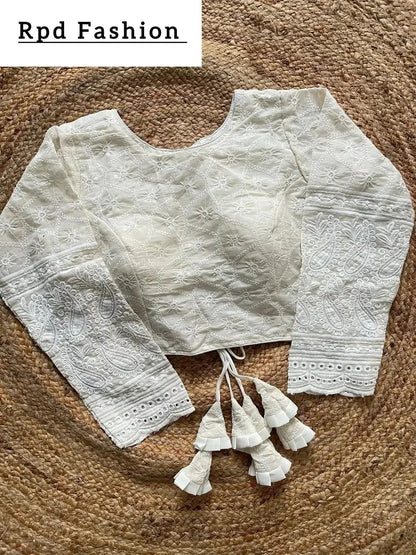 Hakoba Pompom Blouse in Off-White - RPD Fashion