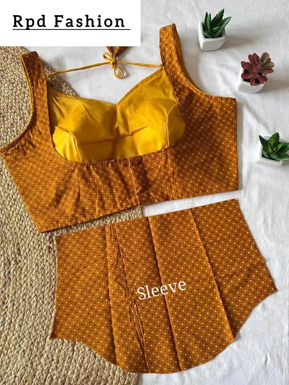 handblock cotton ajrakh blouse - polka dot design - rpd fashion