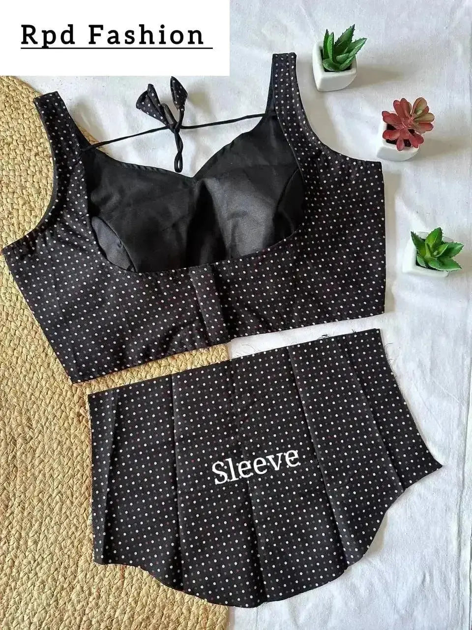 handblock cotton ajrakh blouse - polka dot design - rpd fashion