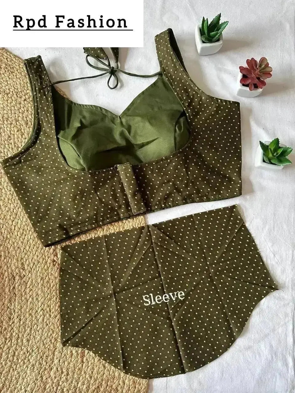 handblock cotton ajrakh blouse - polka dot design - rpd fashion
