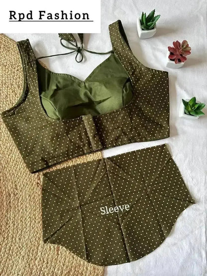 Handblock Cotton Ajrakh Blouse - Polka Dot Design - RPD Fashion
