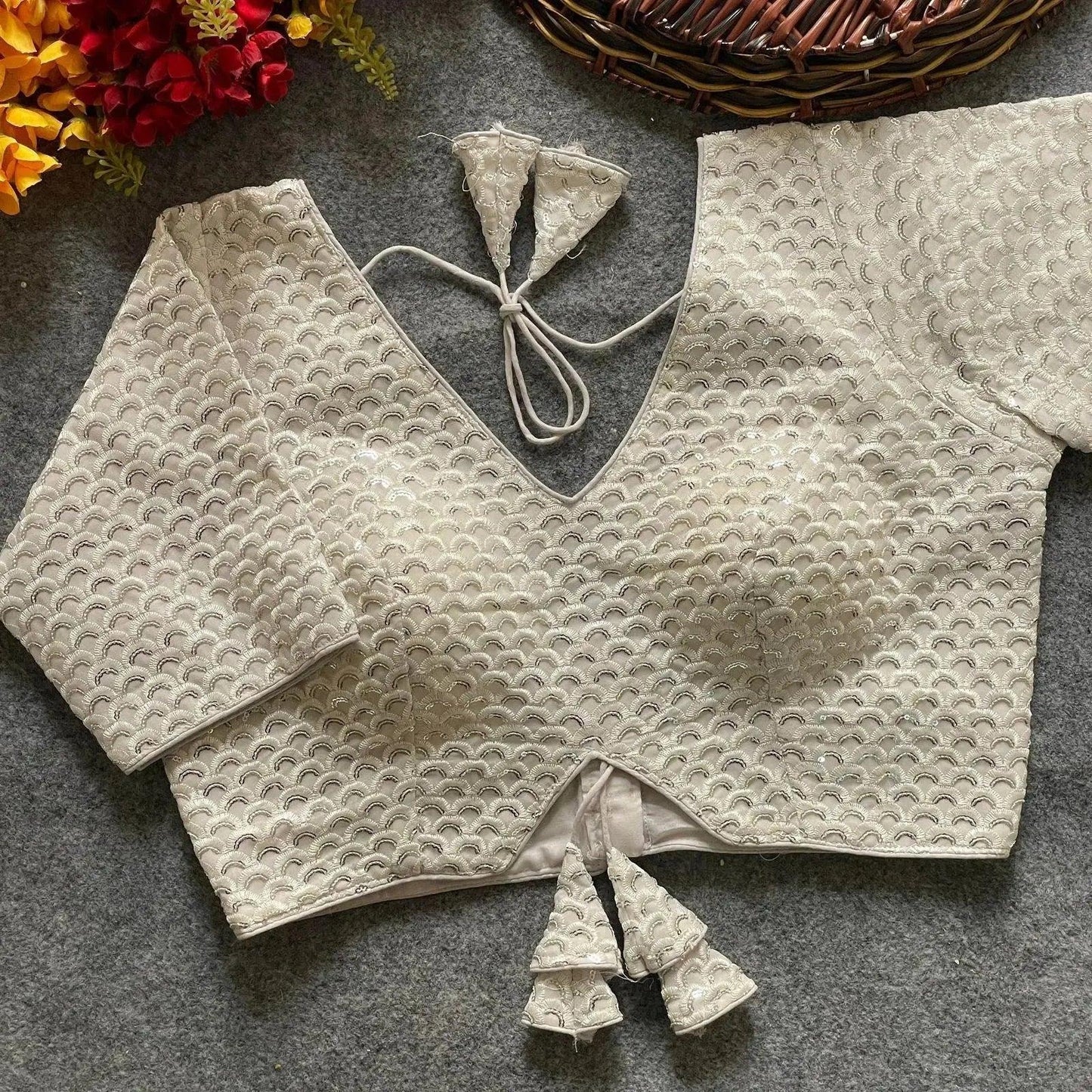 heavy deep neck partywear blouse for stunning occasions - rpd fashion