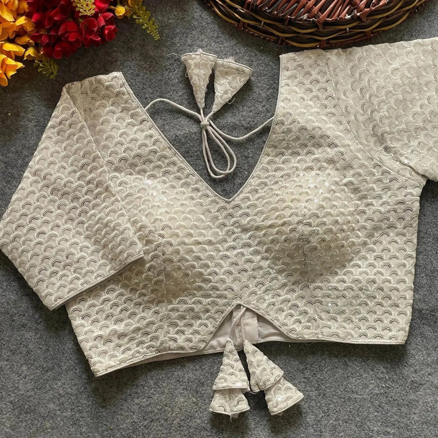 heavy deep neck partywear blouse for stunning occasions - rpd fashion