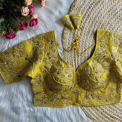 Heavy Embroidered Bridal Blouse for Bride – Banarasi Silk Pink Wedding Blouse - RPD Fashion