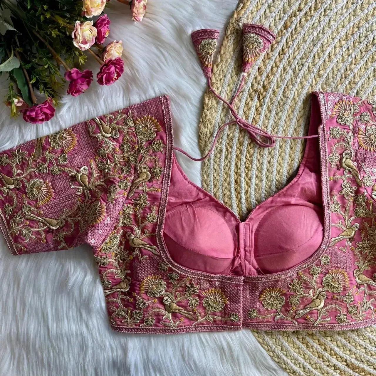 heavy embroidered bridal blouse for bride – banarasi silk pink wedding blouse - rpd fashion