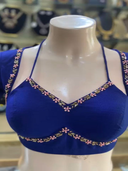 A beauty of golden handwork work with colourful thread and sequence all over blouse