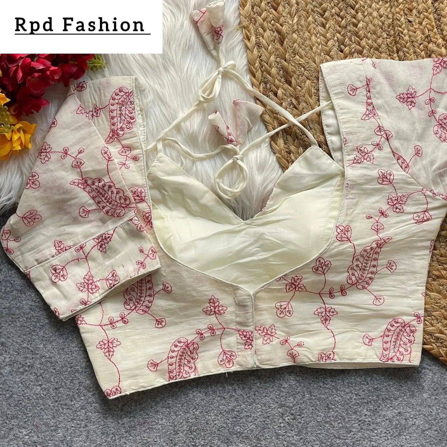 khadi cotton halter neck blouse for bridal wear - rpd fashion