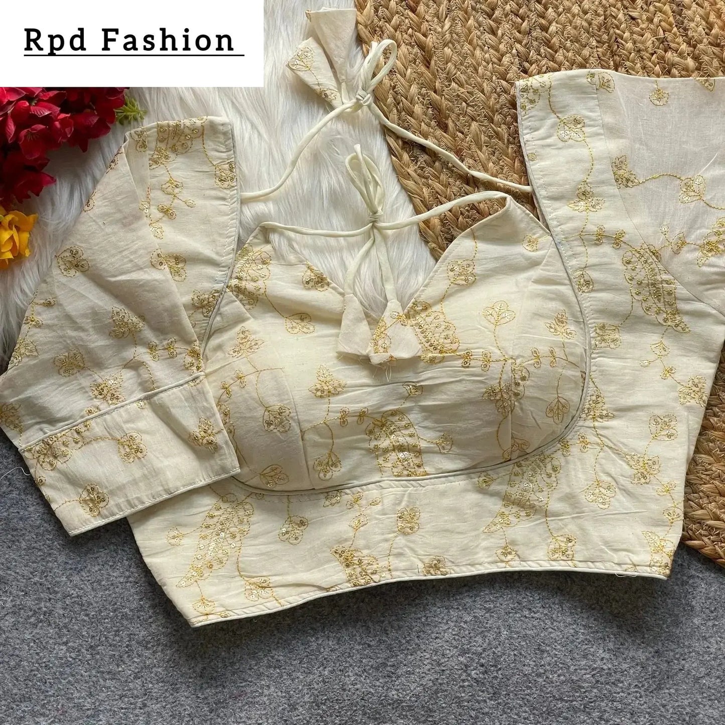 khadi cotton halter neck blouse for bridal wear - rpd fashion