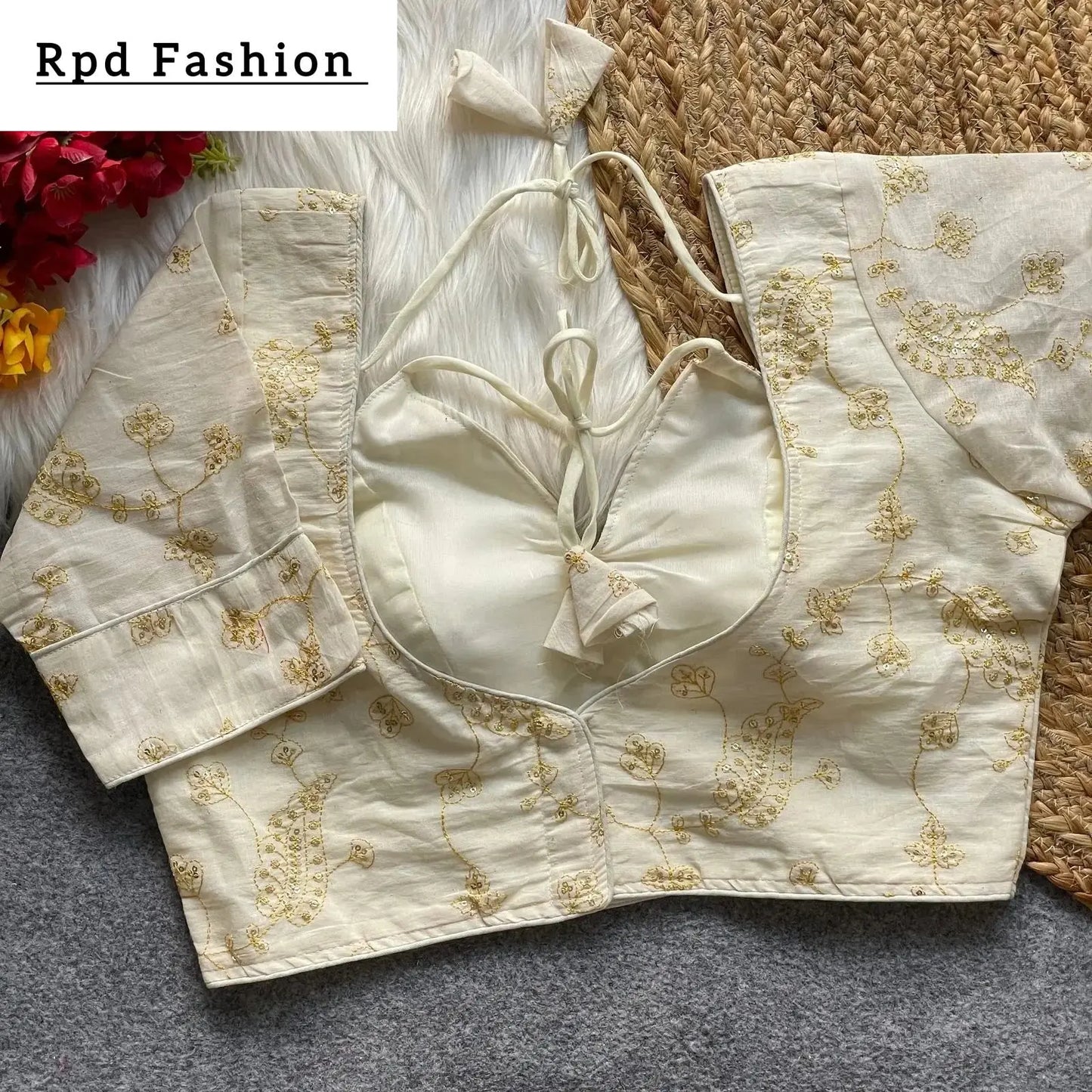 khadi cotton halter neck blouse for bridal wear - rpd fashion