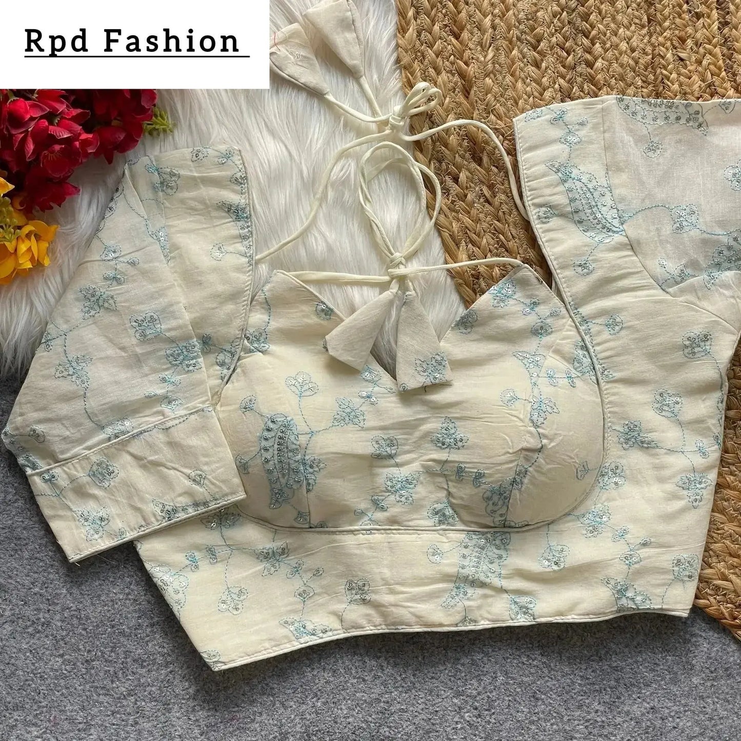 khadi cotton halter neck blouse for bridal wear - rpd fashion