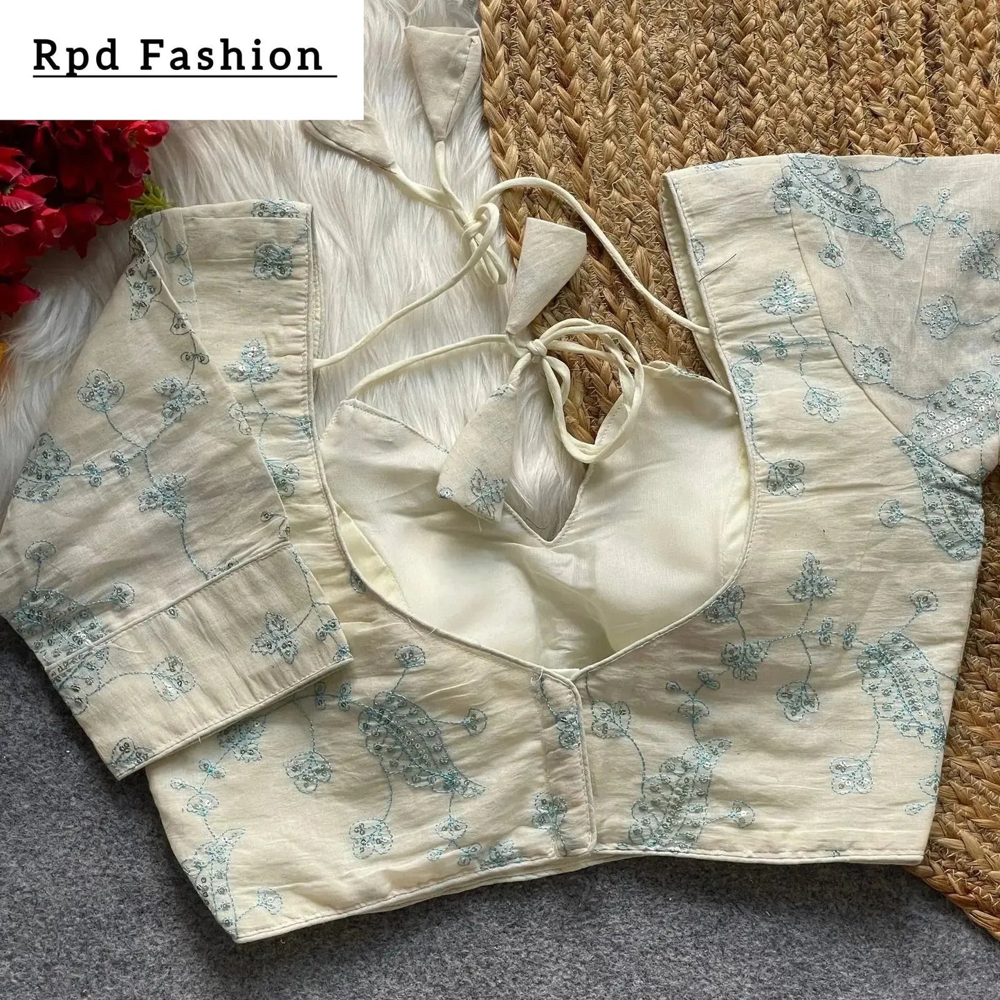 khadi cotton halter neck blouse for bridal wear - rpd fashion