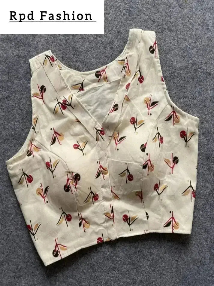 Khadi Cotton Handloom Fancy Boat Neck Blouse with Front Hook Design - RPD Fashion