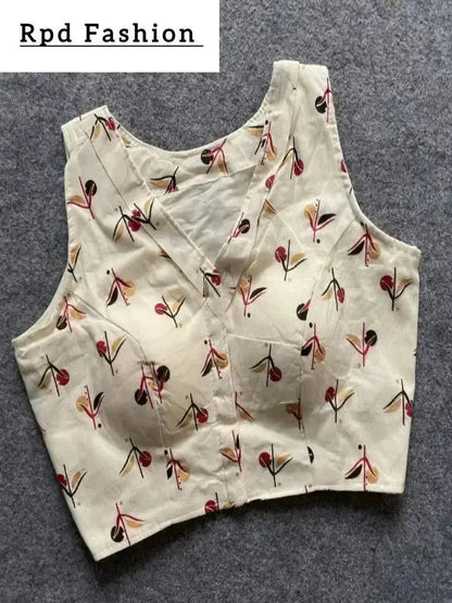 Khadi Cotton Handloom Fancy Boat Neck Blouse with Front Hook Design - RPD Fashion