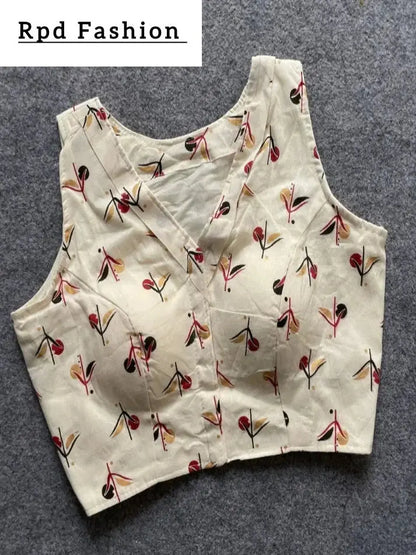 Khadi Cotton Handloom Fancy Boat Neck Blouse with Front Hook Design - RPD Fashion