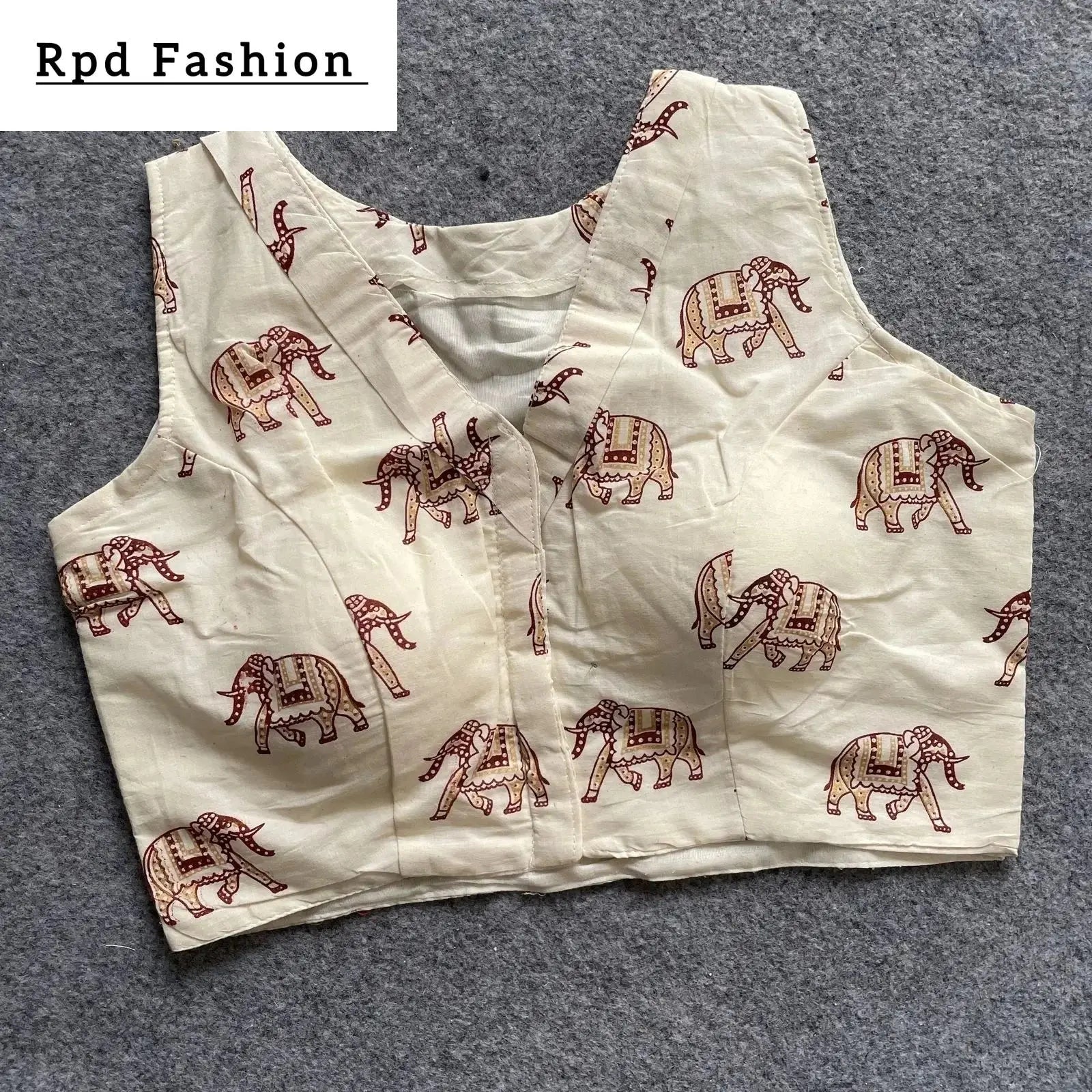 Khadi Cotton Handloom Fancy Boat Neck Blouse with Front Hook Design - RPD Fashion