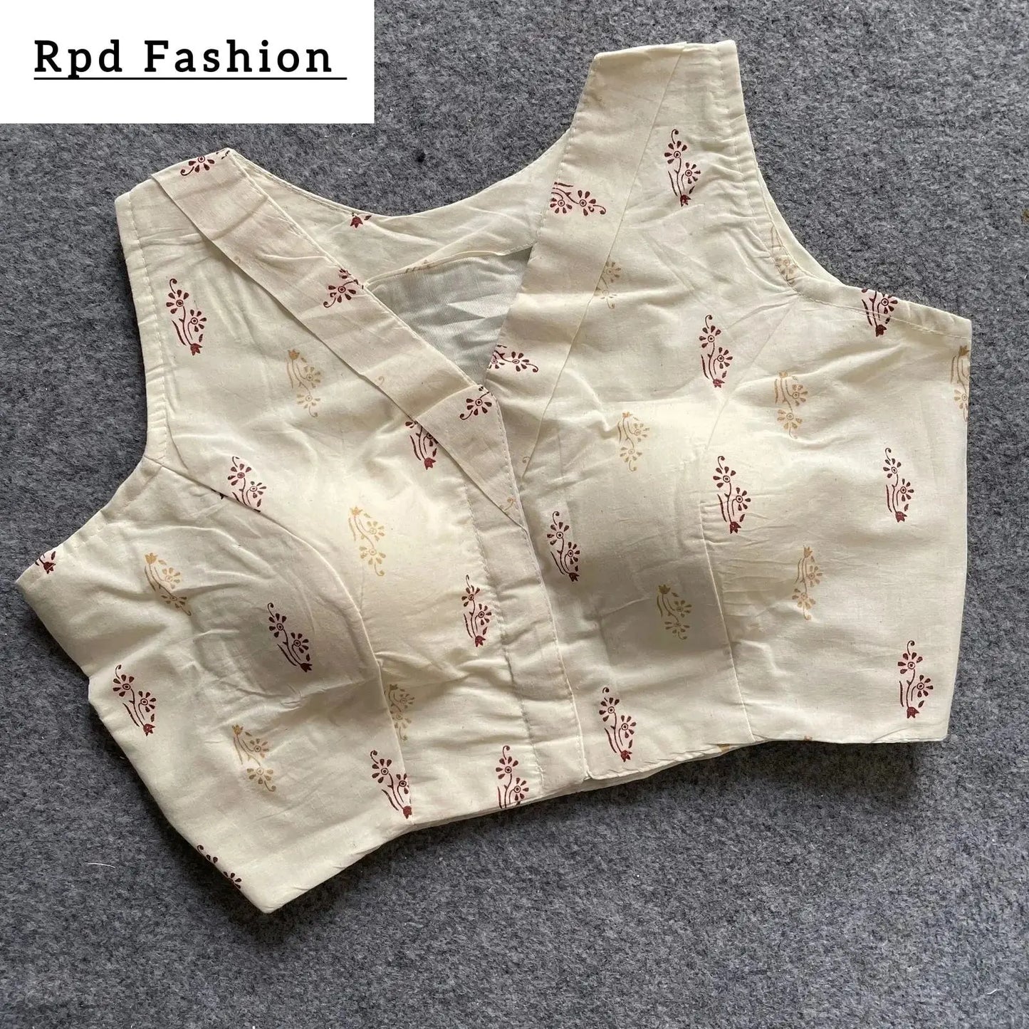 khadi cotton handloom fancy boat neck blouse with front hook design - rpd fashion