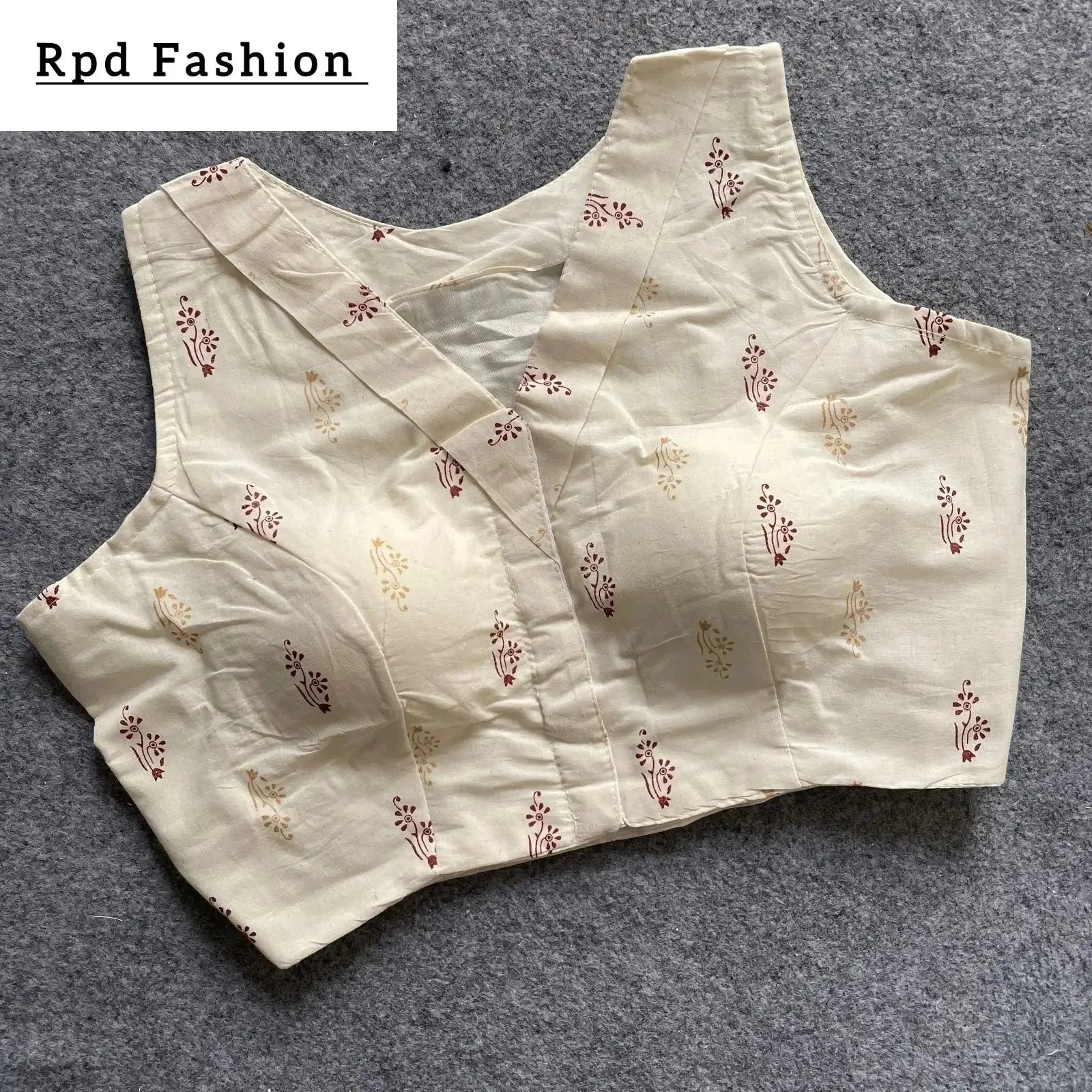 Khadi Cotton Handloom Fancy Boat Neck Blouse with Front Hook Design - RPD Fashion