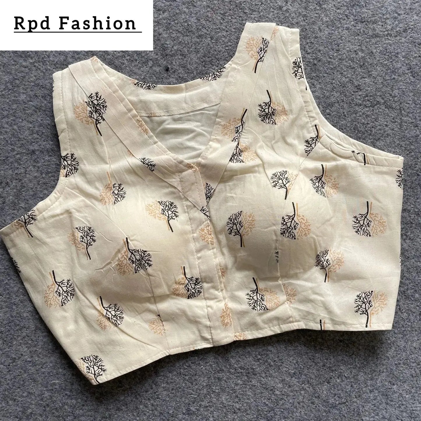 khadi cotton handloom fancy boat neck blouse with front hook design - rpd fashion