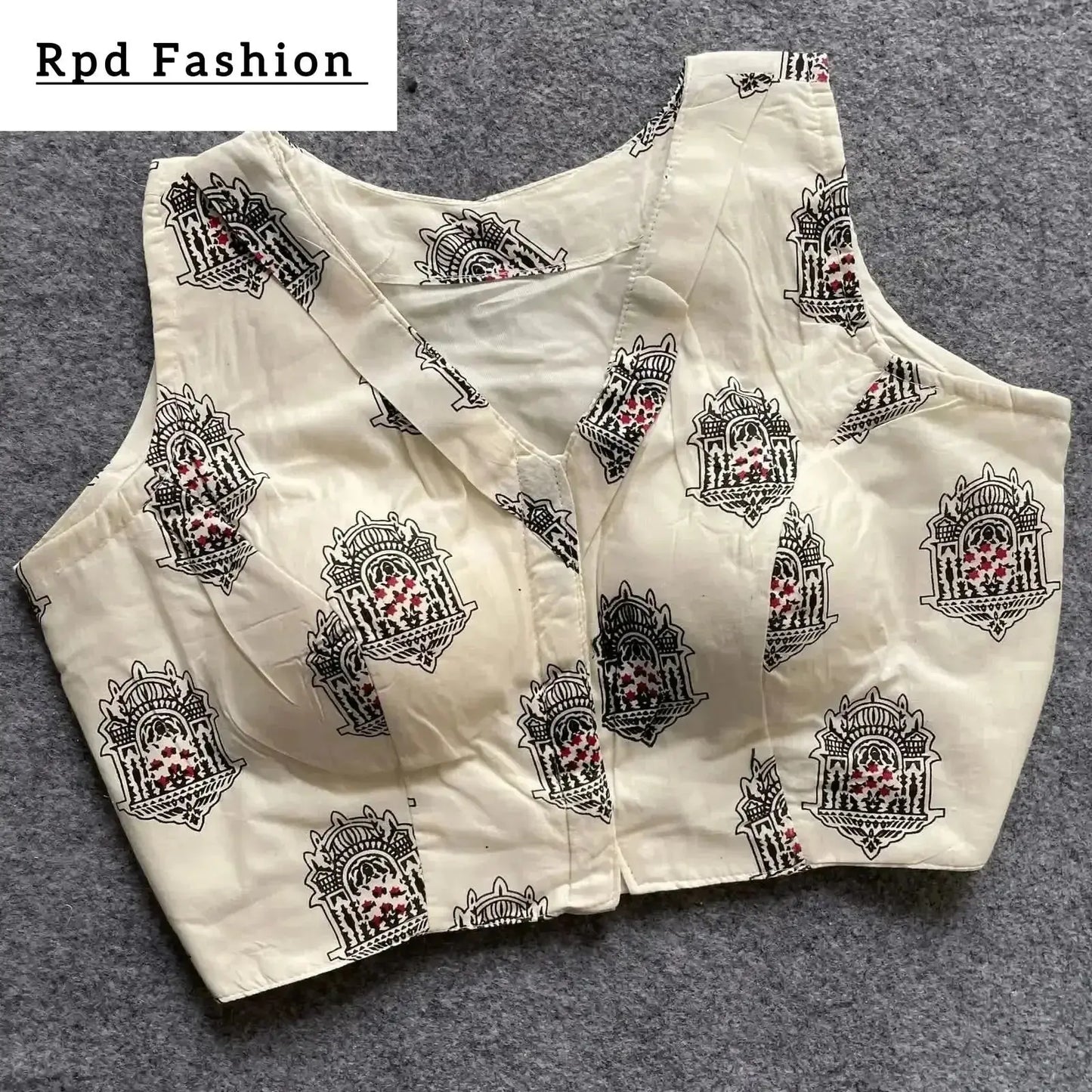 khadi cotton handloom fancy boat neck blouse with front hook design - rpd fashion