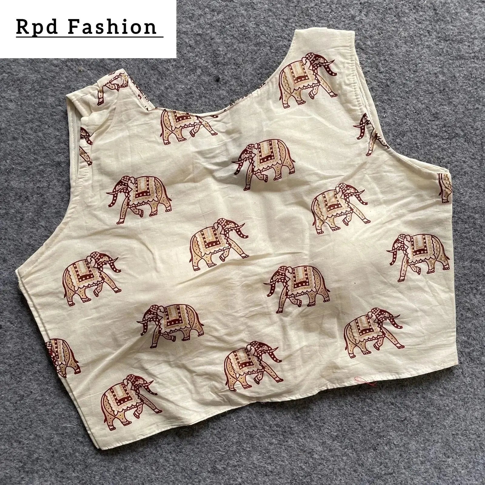 Khadi Cotton Handloom Fancy Boat Neck Blouse with Front Hook Design - RPD Fashion