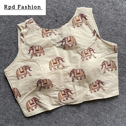 Khadi Cotton Handloom Fancy Boat Neck Blouse with Front Hook Design - RPD Fashion
