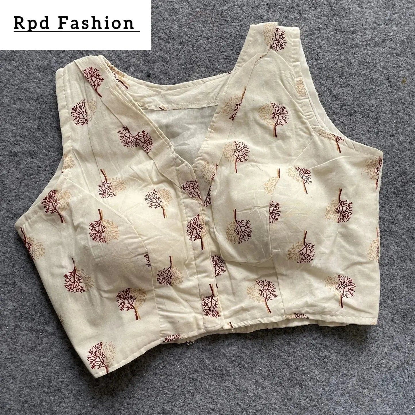 khadi cotton handloom fancy boat neck blouse with front hook design - rpd fashion