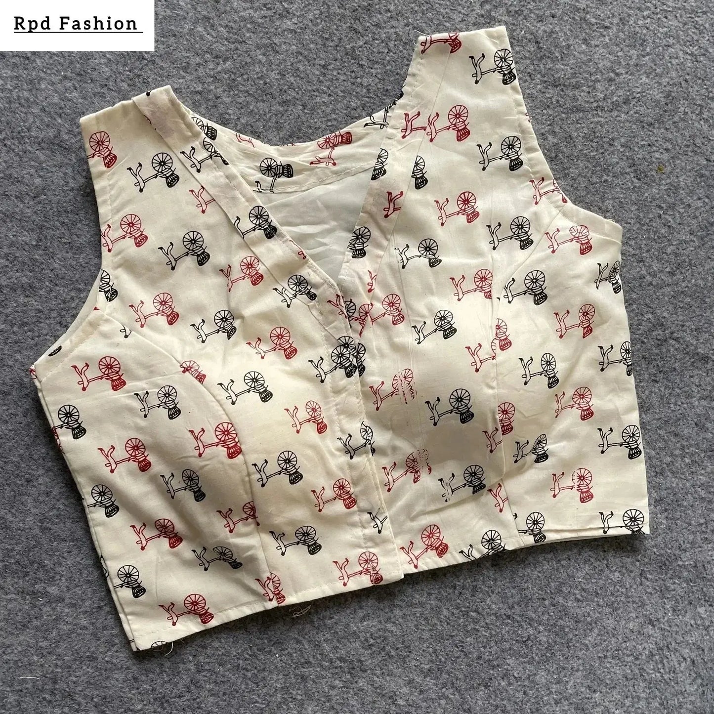 khadi cotton handloom fancy boat neck blouse with front hook design - rpd fashion