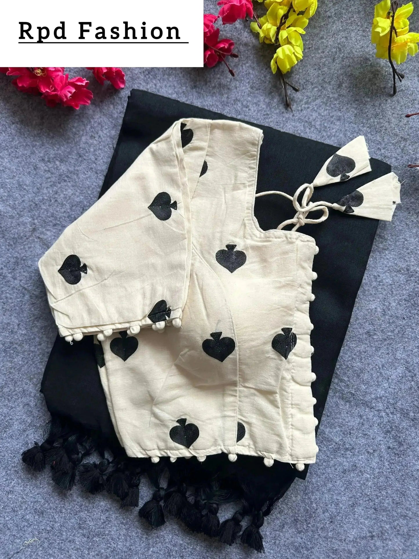 khadi cotton saree and beauiful havy khadi cotton blouse - rpd fashion