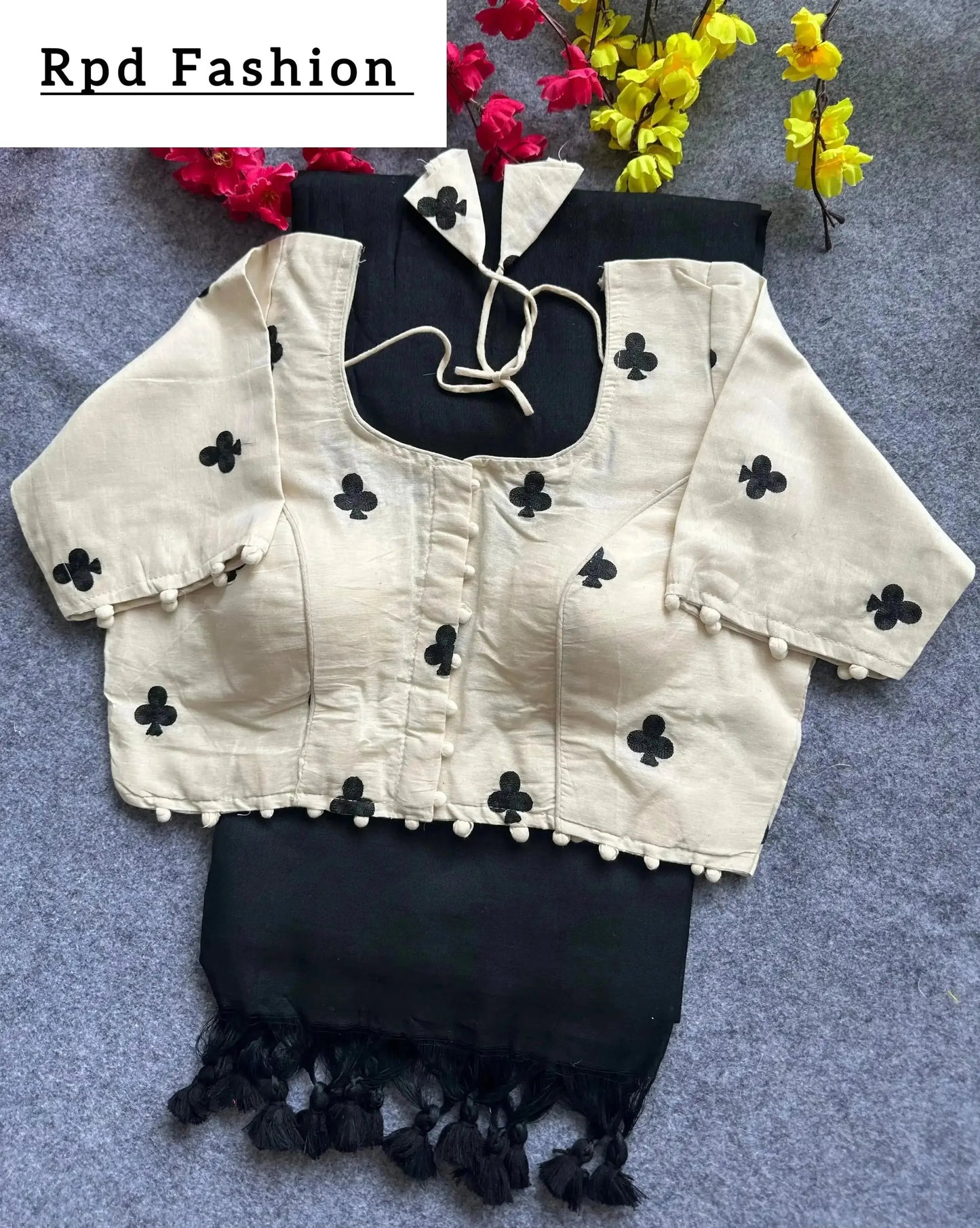 khadi cotton saree and beauiful havy khadi cotton blouse - rpd fashion