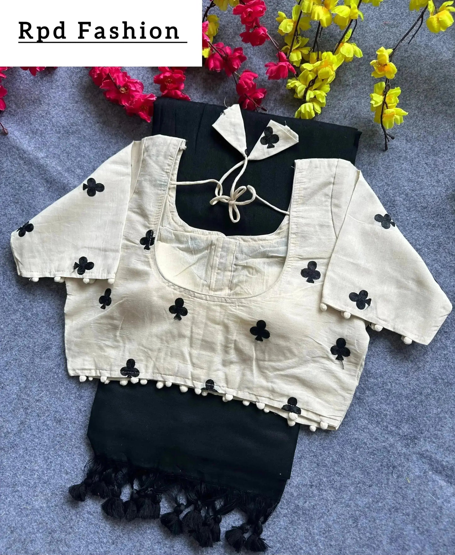 khadi cotton saree and beauiful havy khadi cotton blouse - rpd fashion