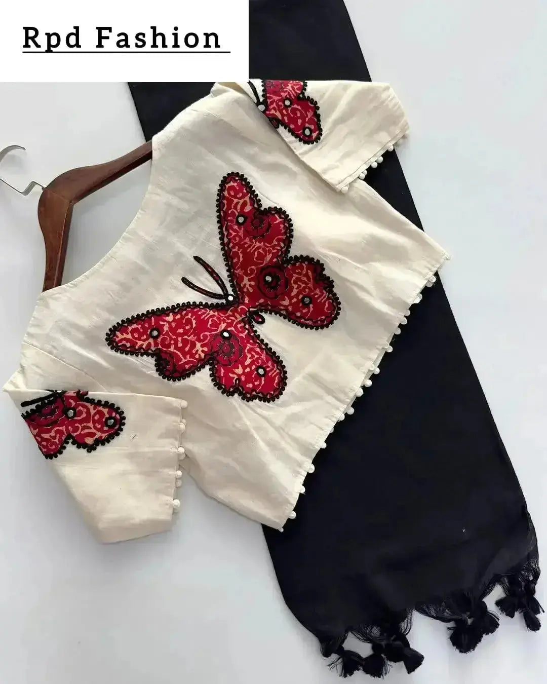 khadi cotton saree and beautiful havy khadi cotton applique blouse - rpd fashion