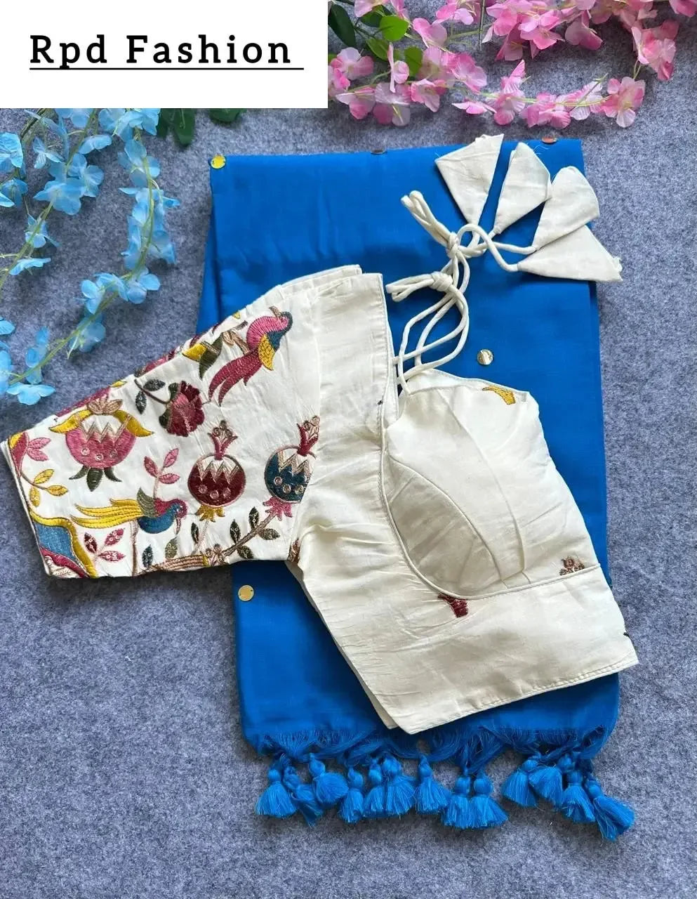 Khadi cotton saree With Hand Stich Gini And Beautiful Havy Khadi Cotton Blouse - RPD Fashion