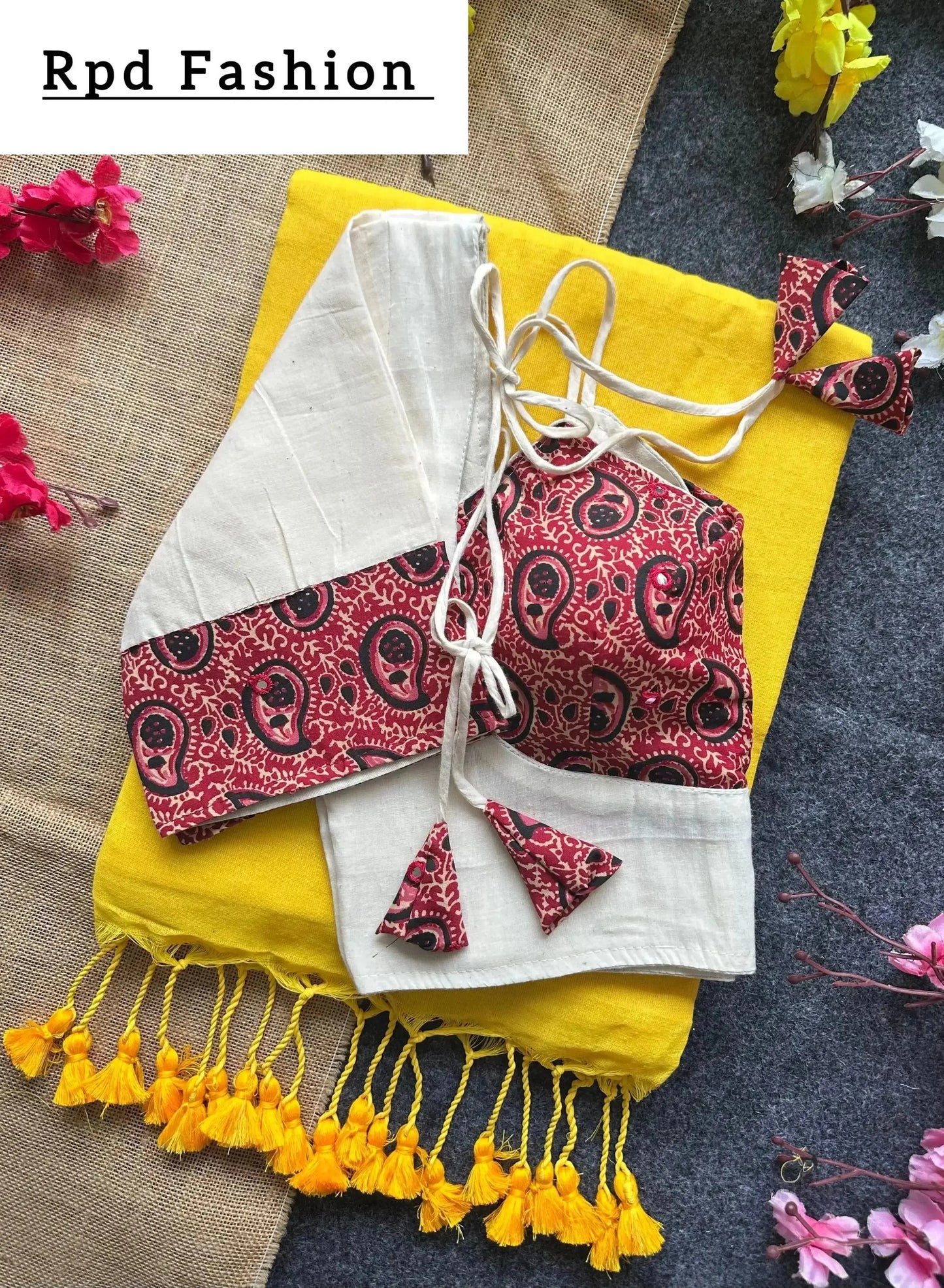 khadi cotton saree and beautiful havy khadi cotton blouse - rpd fashion