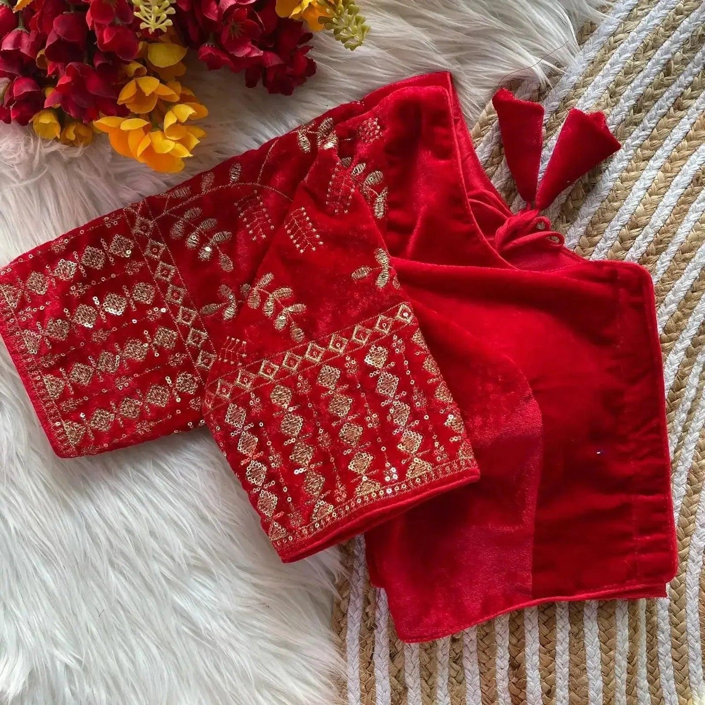 maroon velvet blouse with heavy gold embroidery | designer party wear blouse - rpd fashion