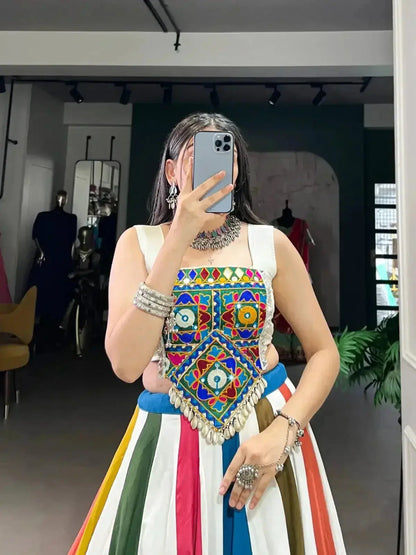 Multi Color Pure Rayon with Gamthi Work Navratri Lehenga Choli - RPD Fashion