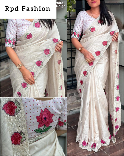 Multi thread embroidery work in saree with cutwork & boaring work - RPD Fashion