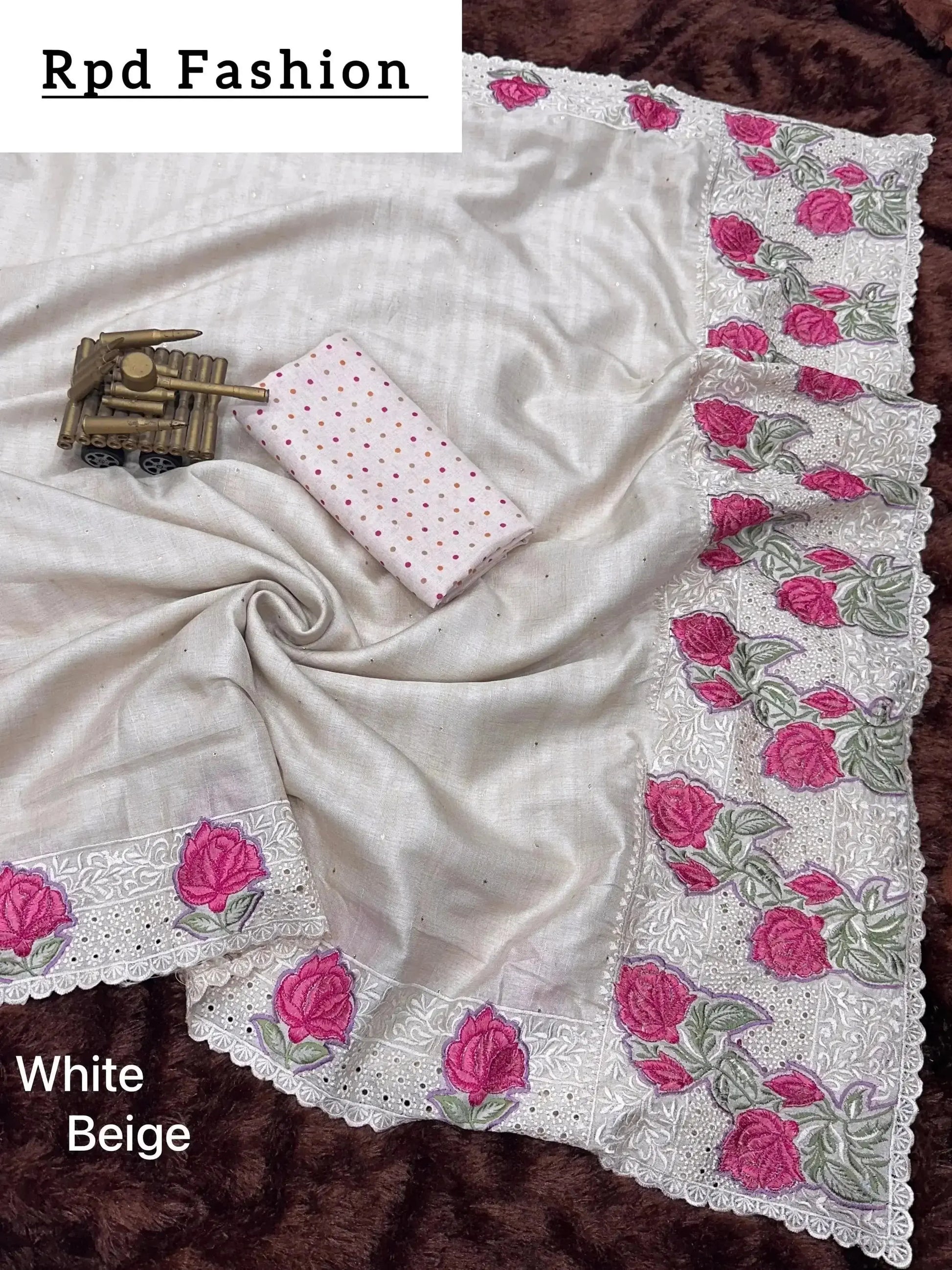 Multi thread embroidery work in saree with cutwork & boaring work - RPD Fashion