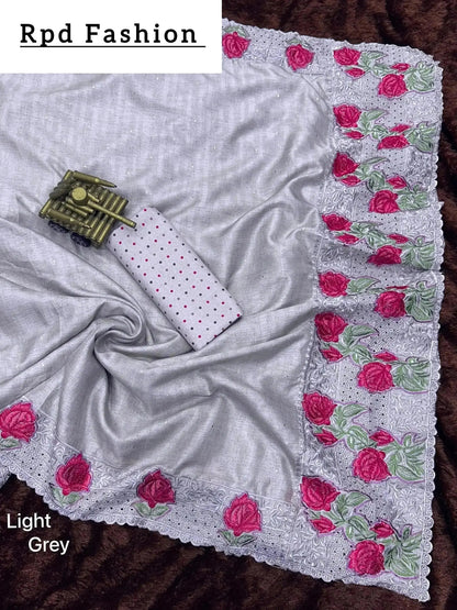 Multi thread embroidery work in saree with cutwork & boaring work - RPD Fashion