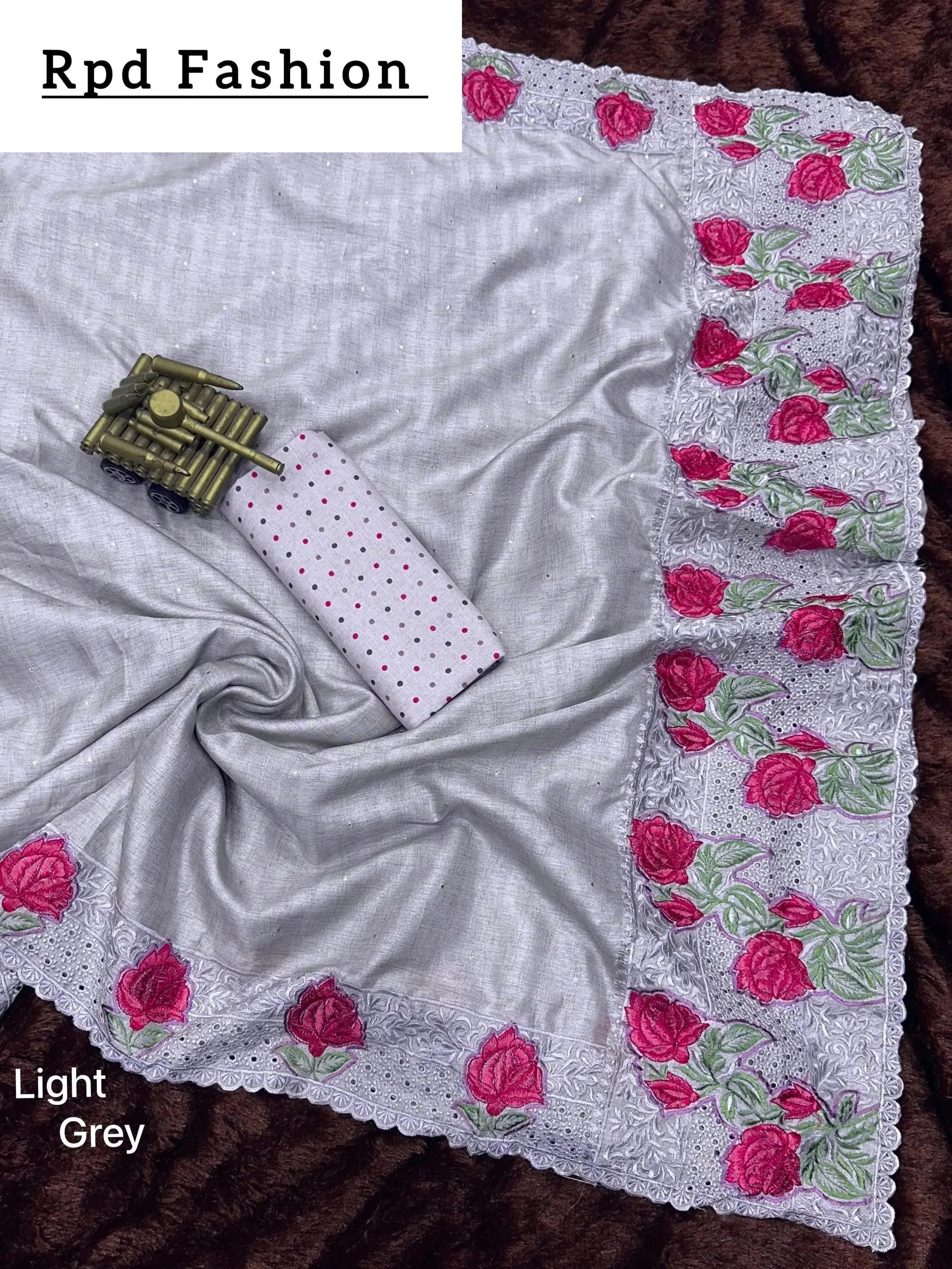 Multi thread embroidery work in saree with cutwork & boaring work - RPD Fashion