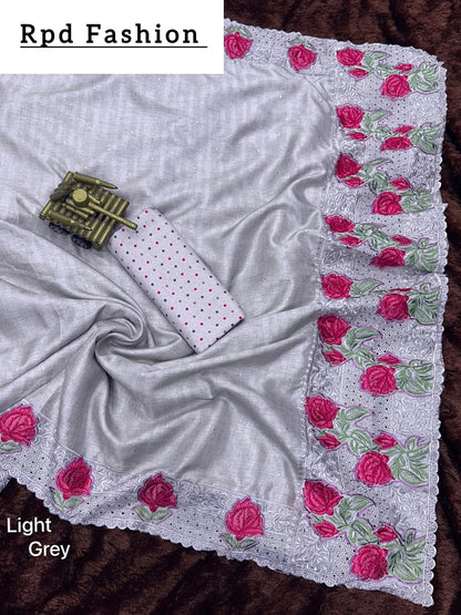 Multi thread embroidery work in saree with cutwork & boaring work - RPD Fashion