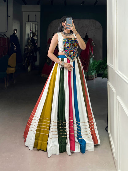 Multi Color Pure Rayon with Gamthi Work Navratri Lehenga Choli Rpd Fashion