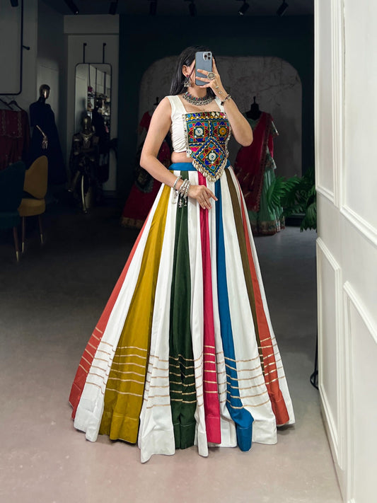 Multi Color Pure Rayon with Gamthi Work Navratri Lehenga Choli Rpd Fashion