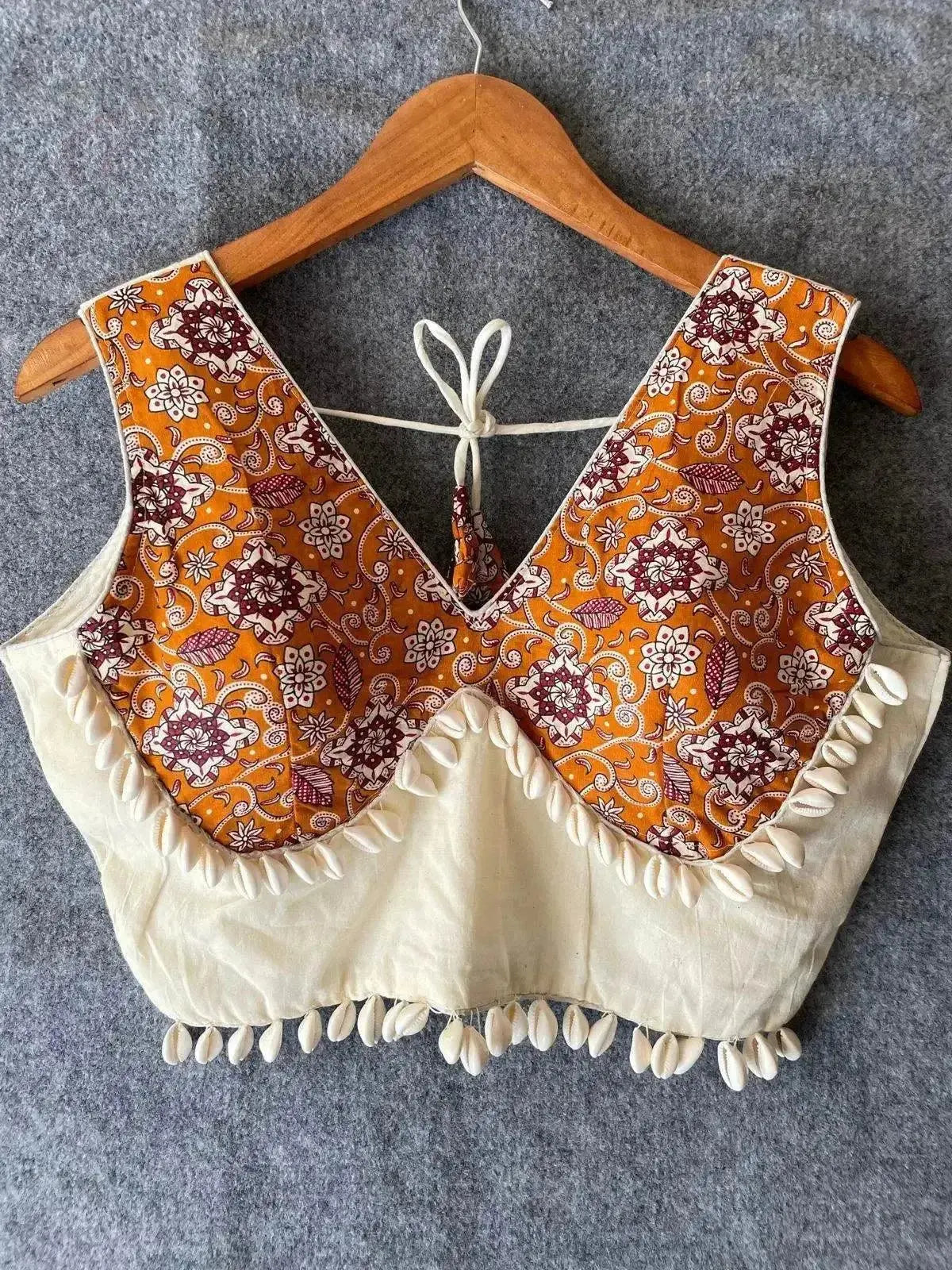 navratri concept blouse with real shells - embrace tradition with style - rpd fashion
