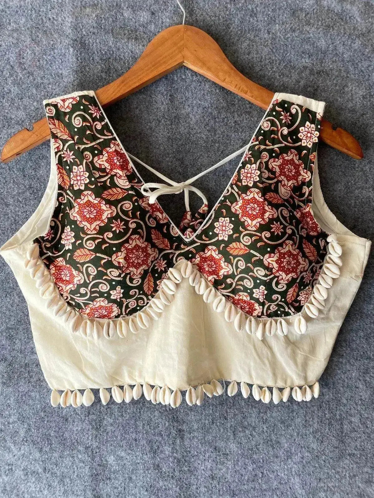 navratri concept blouse with real shells - embrace tradition with style - rpd fashion