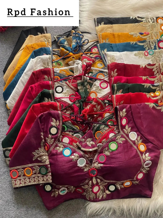 Navratri Real Multi Mirror Work Mumtaz Cut Stylish Blouse - RPD Fashion