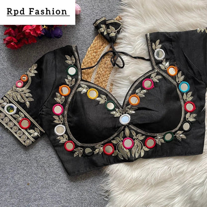 Navratri Real Multi Mirror Work Mumtaz Cut Stylish Blouse - RPD Fashion