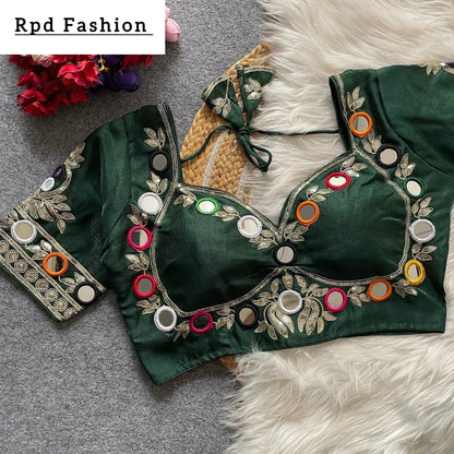 Navratri Real Multi Mirror Work Mumtaz Cut Stylish Blouse - RPD Fashion
