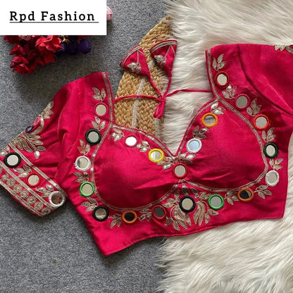 Navratri Real Multi Mirror Work Mumtaz Cut Stylish Blouse - RPD Fashion