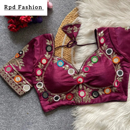 Navratri Real Multi Mirror Work Mumtaz Cut Stylish Blouse - RPD Fashion